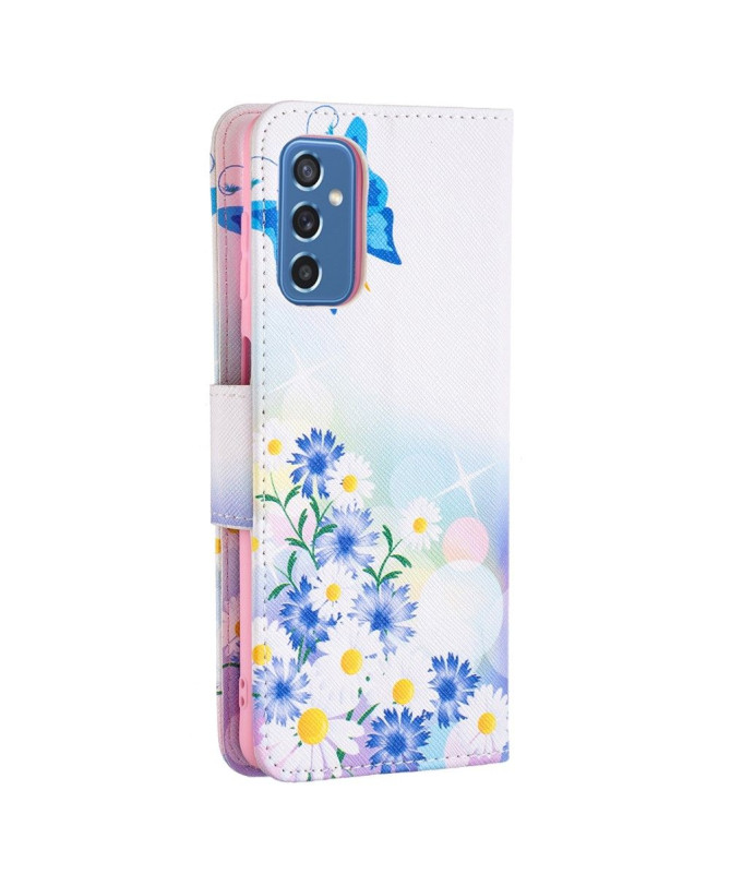 Housse Samsung Galaxy M52 5G papillon et marguerites