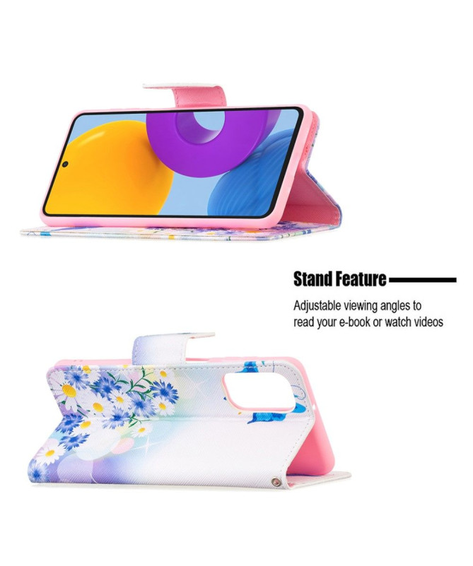 Housse Samsung Galaxy M52 5G papillon et marguerites