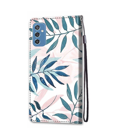 Housse Samsung Galaxy M52 5G Feuilles Vertes et Roses