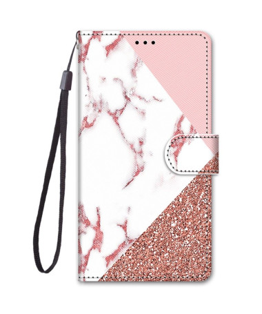 Housse Samsung Galaxy M52 5G marbre paillettes