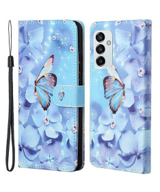 Housse Samsung Galaxy M23 5G Papillon et fleurs bleues