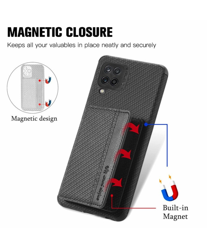 Coque Samsung Galaxy M33 5G Fibre Carbone Porte Cartes Fonction Support