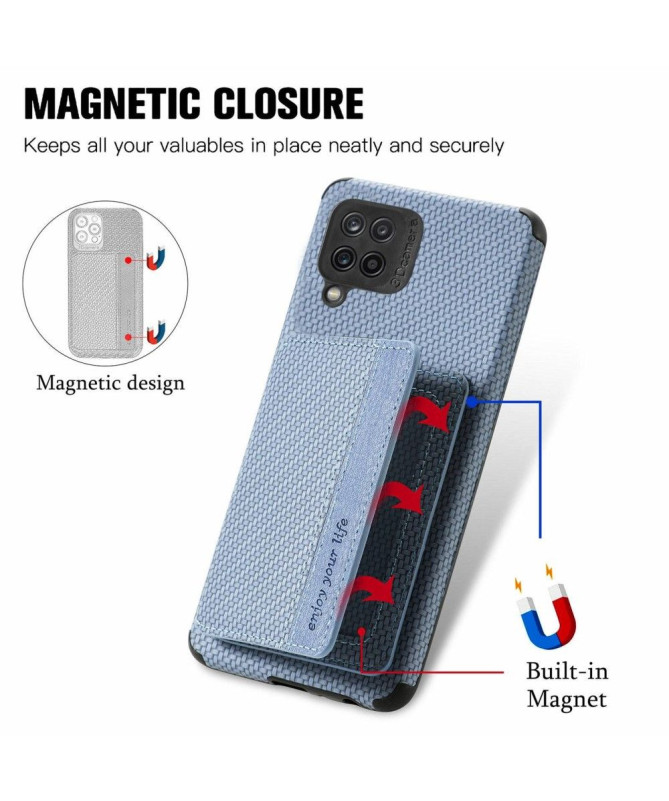 Coque Samsung Galaxy M33 5G Fibre Carbone Porte Cartes Fonction Support