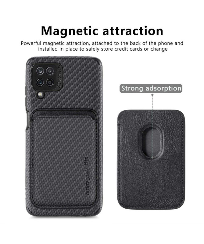 Coque Samsung Galaxy M33 5G Fibre de Carbone Porte-cartes magnétique