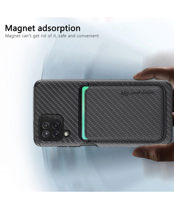 Coque Samsung Galaxy M33 5G Fibre de Carbone Porte-cartes magnétique