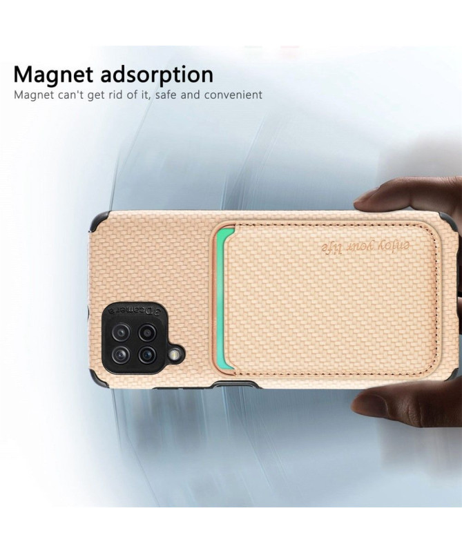 Coque Samsung Galaxy M33 5G Fibre de Carbone Porte-cartes magnétique