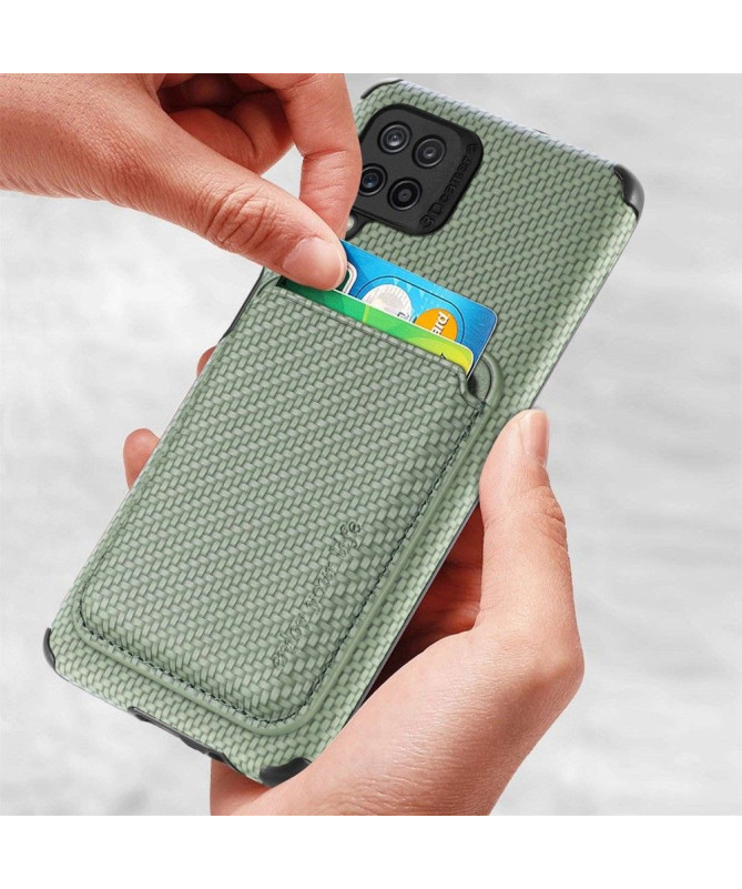 Coque Samsung Galaxy M33 5G Fibre de Carbone Porte-cartes magnétique