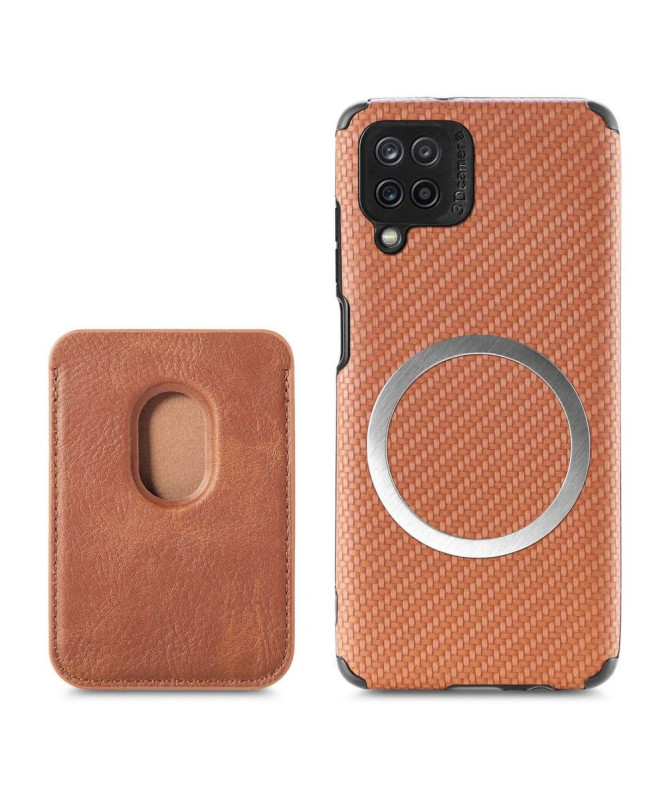 Coque Samsung Galaxy M33 5G Fibre de Carbone Porte-cartes magnétique