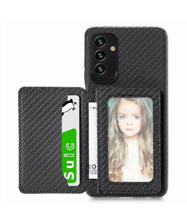 Coque Samsung Galaxy M23 5G Fibre Carbone Porte-Cartes Fonction Support