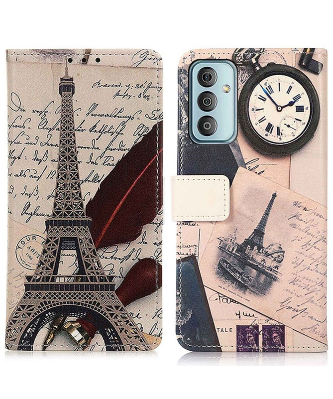 Housse Samsung Galaxy M13 Tour Eiffel et lettre