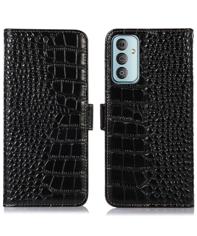 Housse Samsung Galaxy M13 Cuir véritable aspect croco