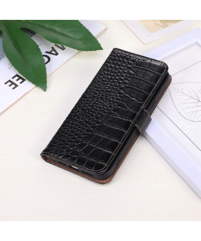 Housse Samsung Galaxy M13 Cuir véritable aspect croco