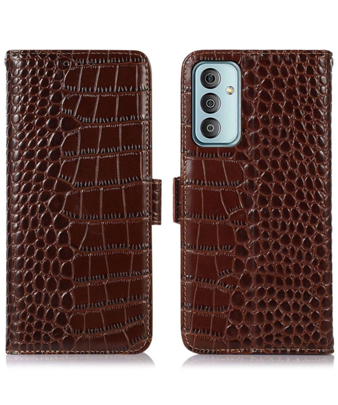 Housse Samsung Galaxy M13 Cuir véritable aspect croco