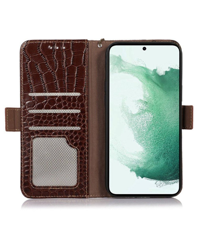 Housse Samsung Galaxy M13 Cuir véritable aspect croco