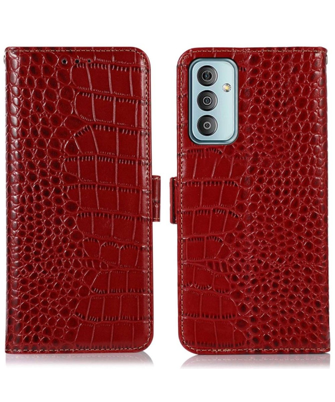 Housse Samsung Galaxy M13 Cuir véritable aspect croco