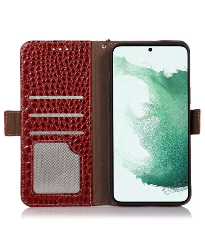 Housse Samsung Galaxy M13 Cuir véritable aspect croco