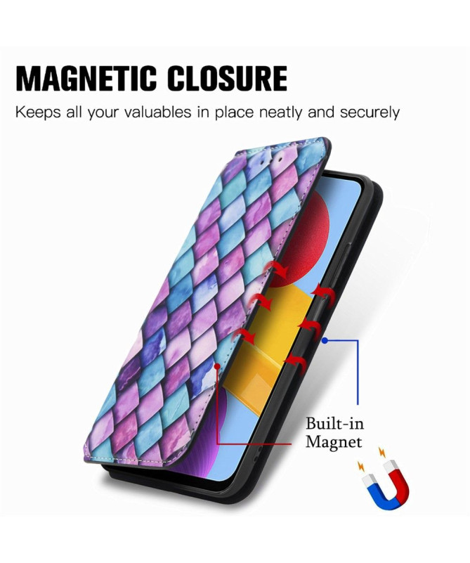 Housse Samsung Galaxy M13 Rabat Flip écaille coloré
