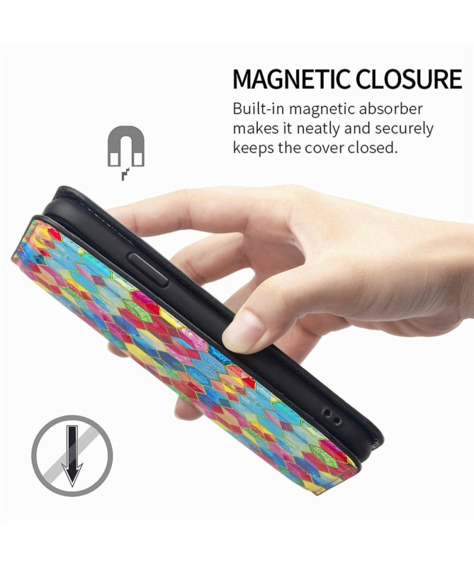 Housse Samsung Galaxy M13 Rabat Flip Cubes Colorés
