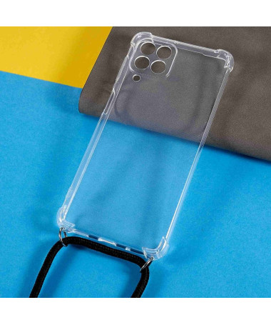 Coque Samsung Galaxy M53 5G avec cordon bandoulière transparent