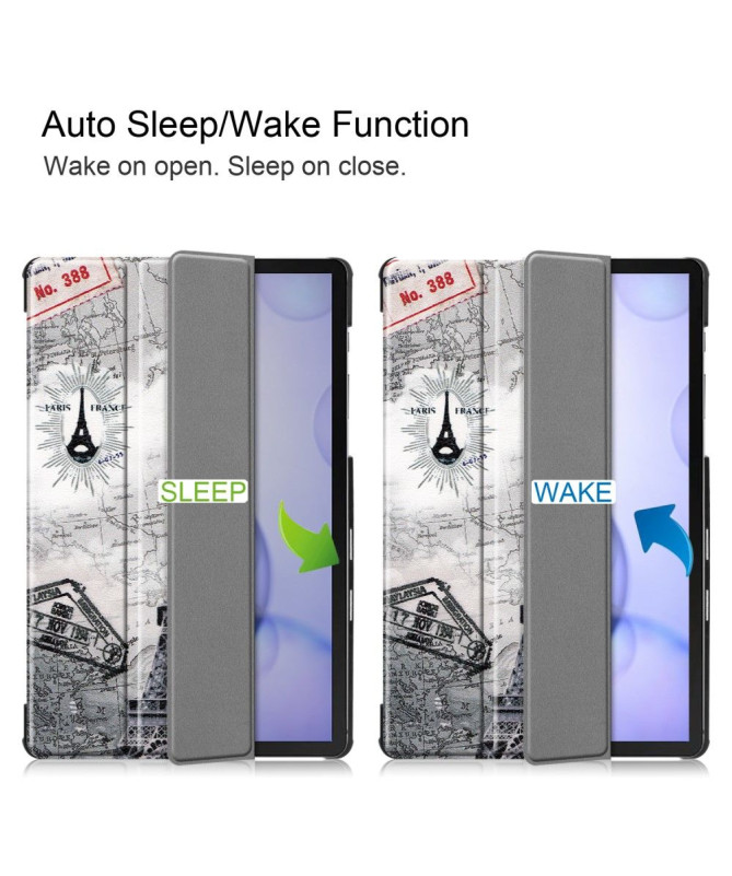 Samsung Galaxy Tab S6 - Coque avec rabat intelligent Tour Eiffel rétro