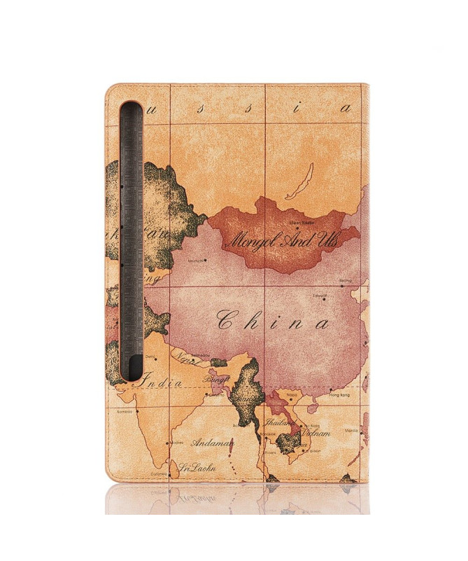 Housse Samsung Galaxy Tab S6 Carte du Monde - Marron