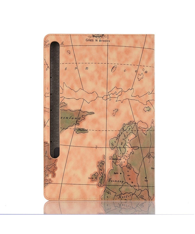 Housse Samsung Galaxy Tab S6 Carte du Monde - Marron