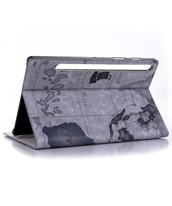 Housse Samsung Galaxy Tab S6 Carte du Monde - Gris