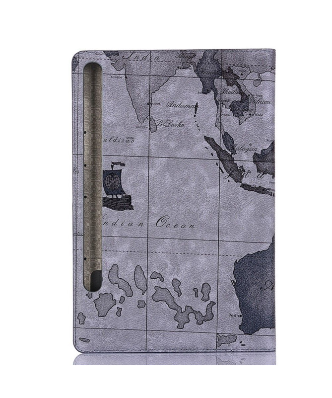 Housse Samsung Galaxy Tab S6 Carte du Monde - Gris