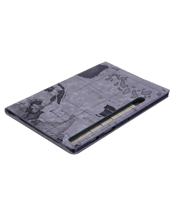 Housse Samsung Galaxy Tab S6 Carte du Monde - Gris