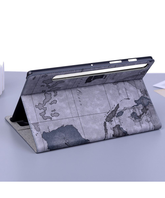 Housse Samsung Galaxy Tab S6 Carte du Monde - Gris