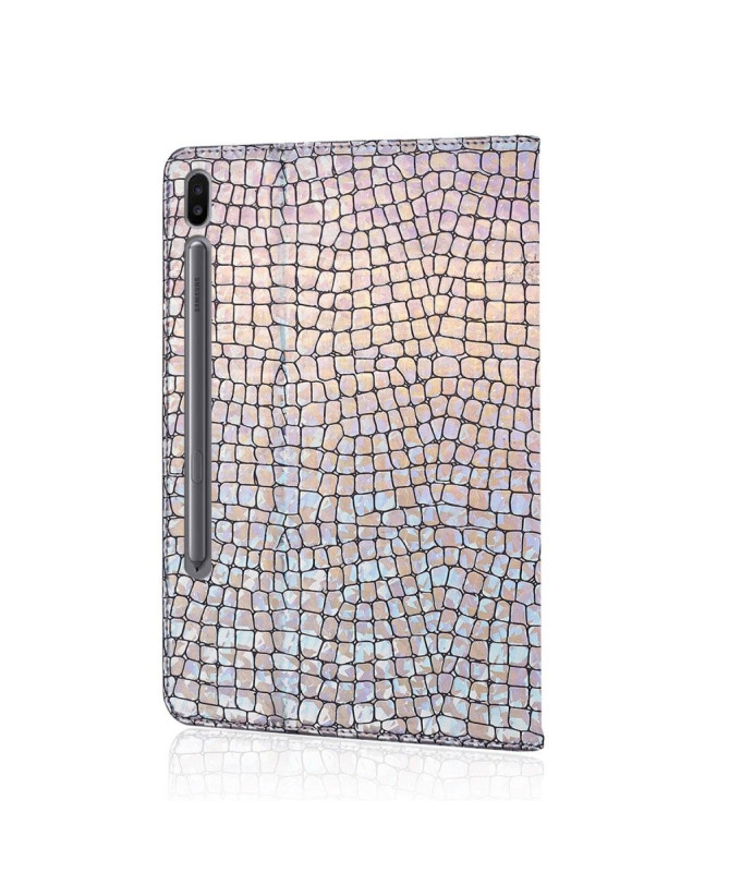 Housse Samsung Galaxy Tab S6 Glamour effet croco paillettes