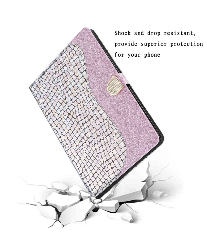 Housse Samsung Galaxy Tab S6 Glamour effet croco paillettes