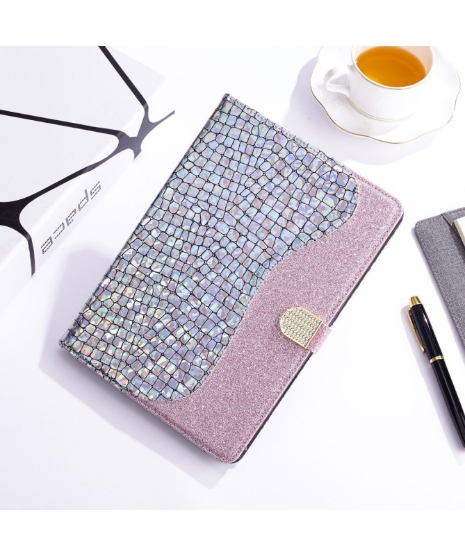 Housse Samsung Galaxy Tab S6 Glamour effet croco paillettes