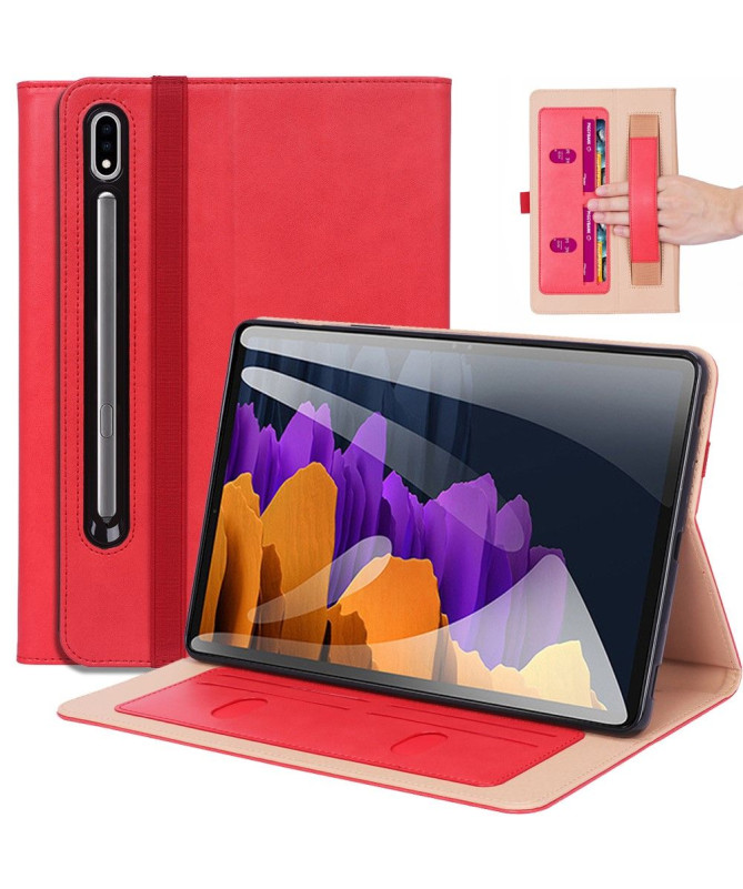 Housse Samsung Galaxy Tab S7 FE simili cuir avec anse