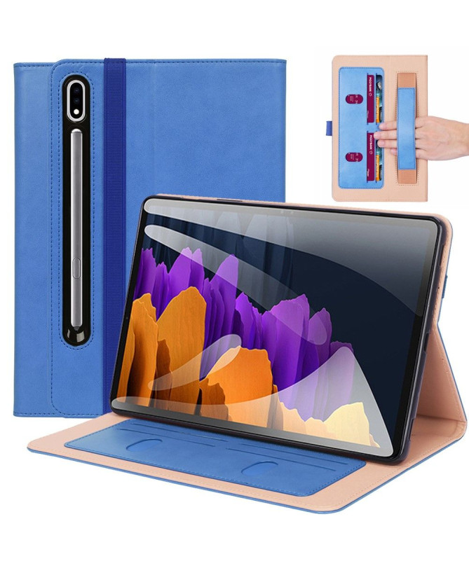 Housse Samsung Galaxy Tab S7 FE simili cuir avec anse