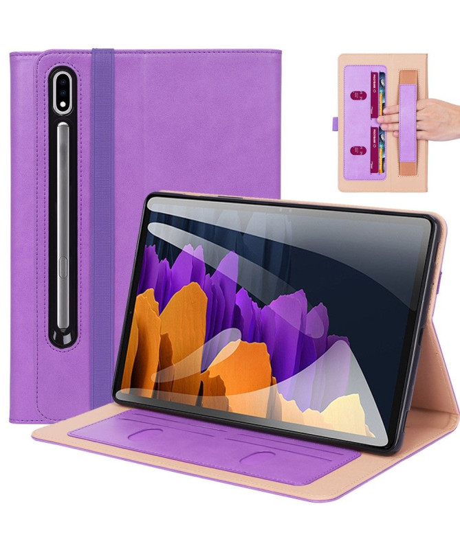 Housse Samsung Galaxy Tab S7 FE simili cuir avec anse
