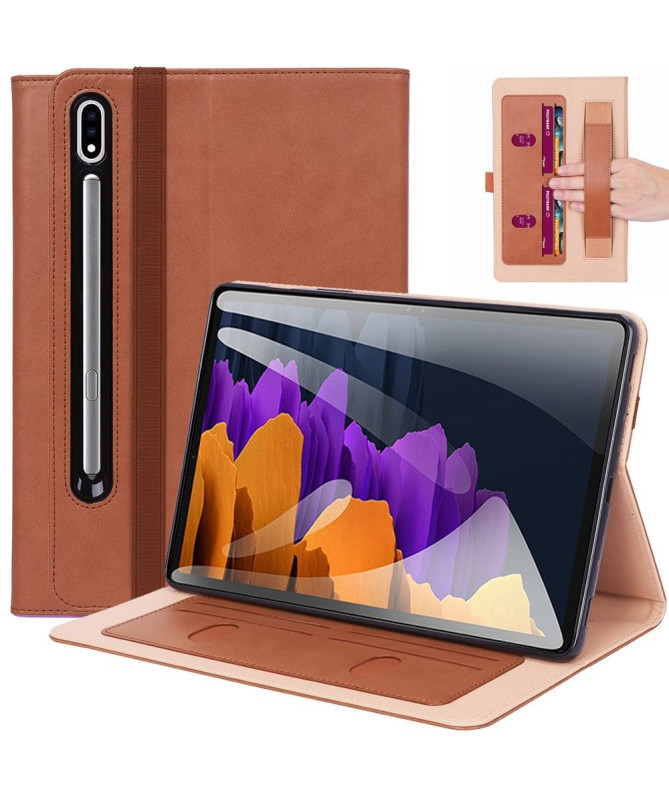 Housse Samsung Galaxy Tab S7 FE simili cuir avec anse
