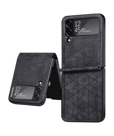 Coque Samsung Galaxy Z Flip 3 5G effet cuir lignes géométriques