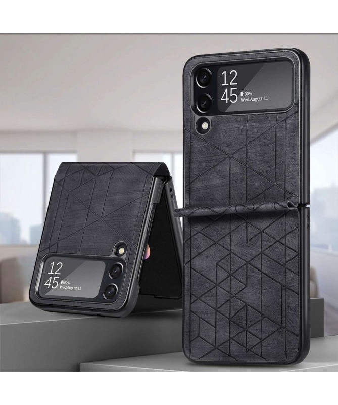 Coque Samsung Galaxy Z Flip 3 5G effet cuir lignes géométriques