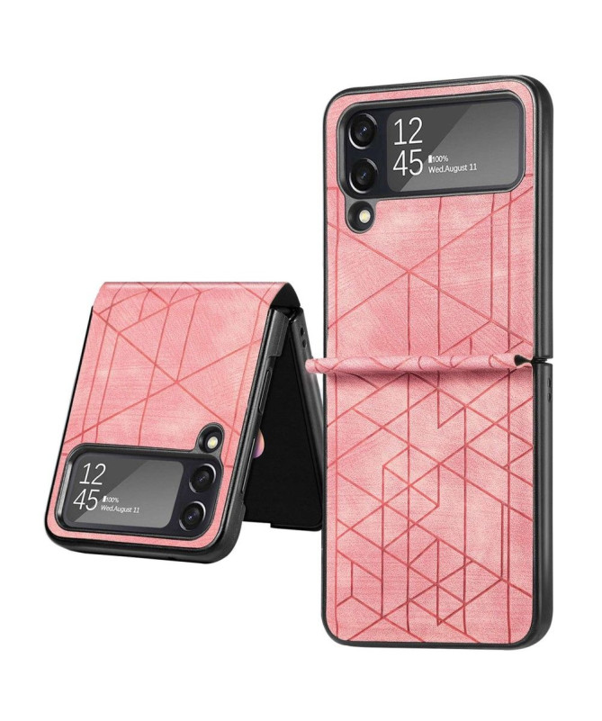 Coque Samsung Galaxy Z Flip 3 5G effet cuir lignes géométriques