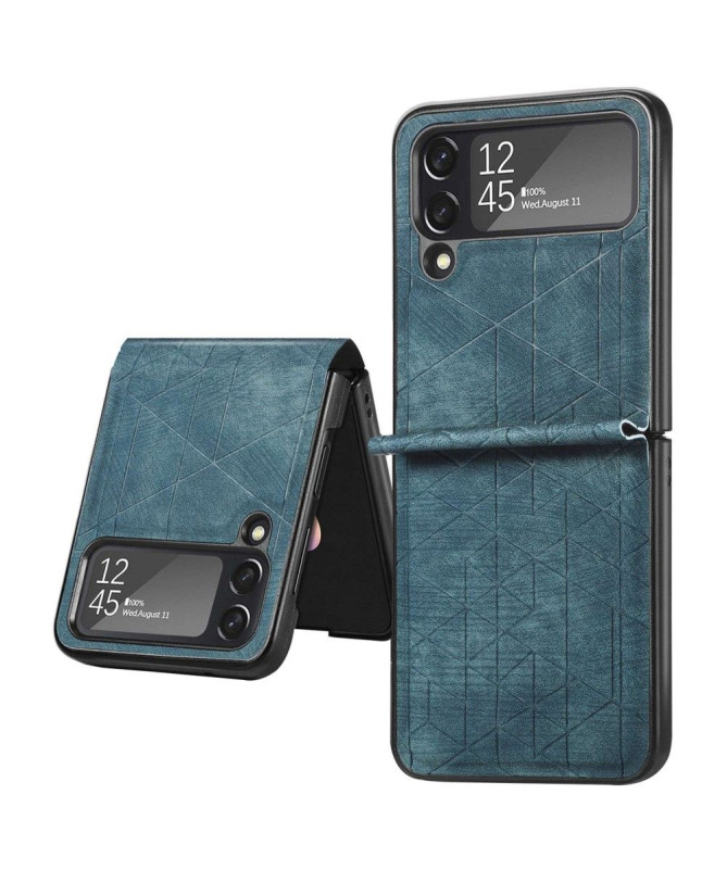Coque Samsung Galaxy Z Flip 3 5G effet cuir lignes géométriques