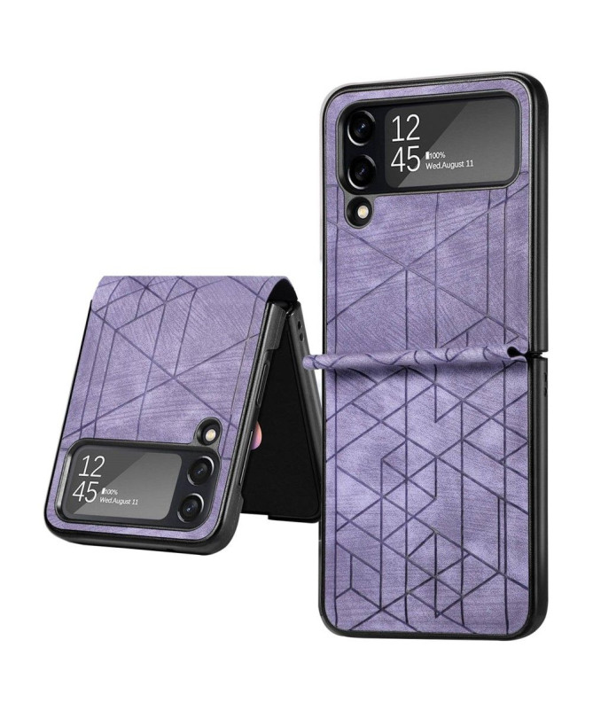 Coque Samsung Galaxy Z Flip 3 5G effet cuir lignes géométriques