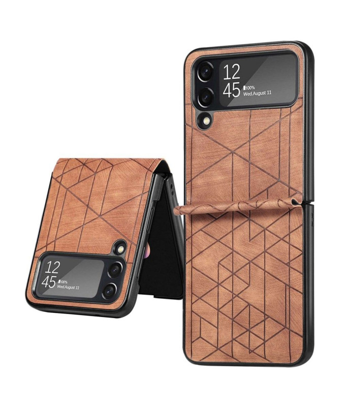 Coque Samsung Galaxy Z Flip 3 5G effet cuir lignes géométriques