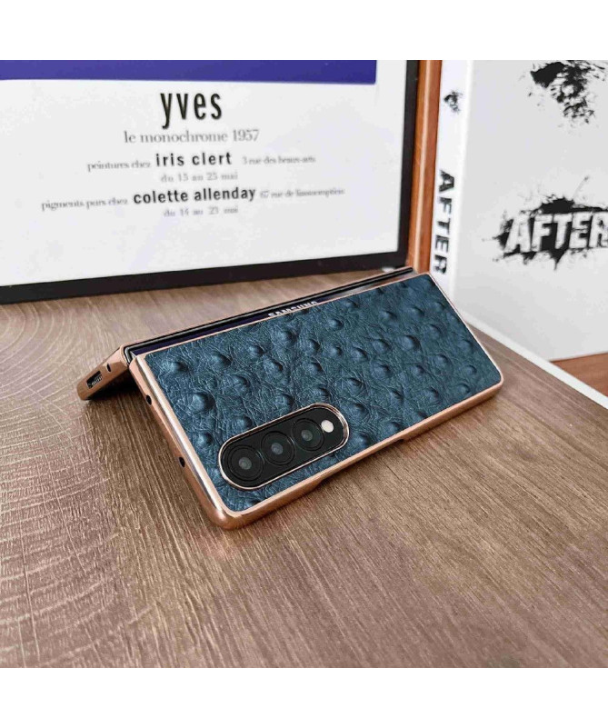 Coque Samsung Galaxy Z Fold 4 Cuir Effet Peau D'Autruche