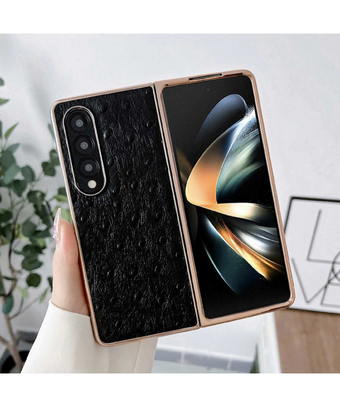 Coque Samsung Galaxy Z Fold 4 Cuir Effet Peau D'Autruche