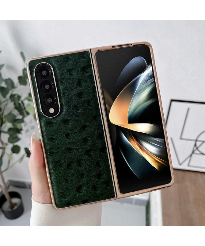 Coque Samsung Galaxy Z Fold 4 Cuir Effet Peau D'Autruche