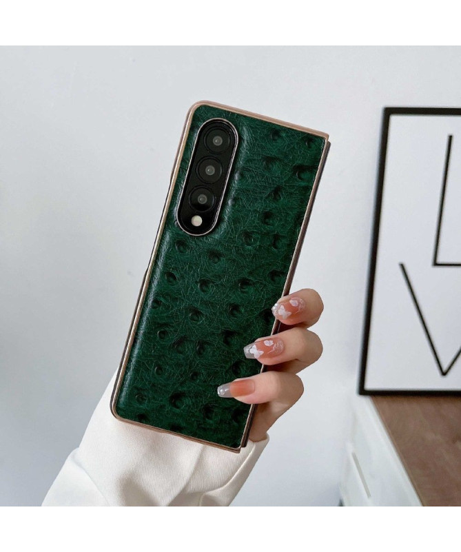 Coque Samsung Galaxy Z Fold 4 Cuir Effet Peau D'Autruche