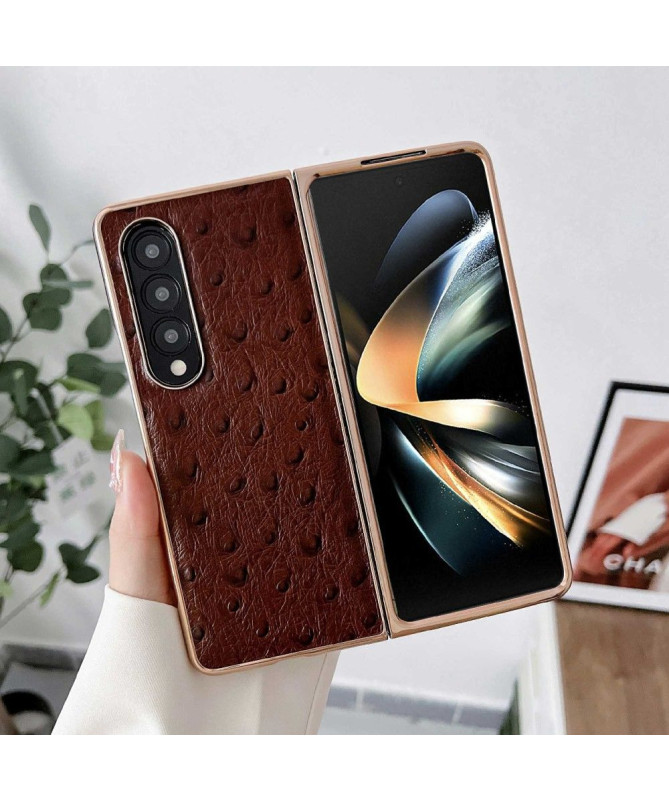Coque Samsung Galaxy Z Fold 4 Cuir Effet Peau D'Autruche
