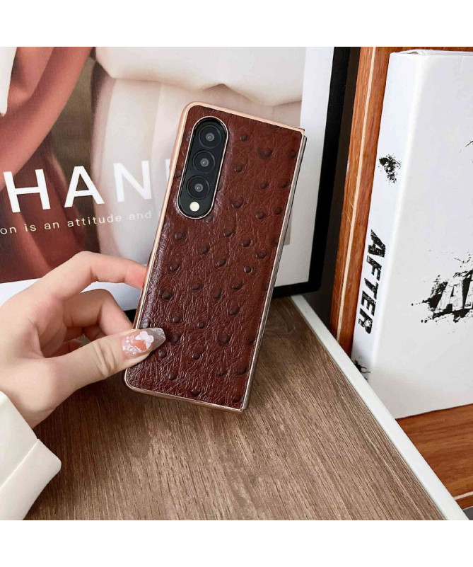 Coque Samsung Galaxy Z Fold 4 Cuir Effet Peau D'Autruche