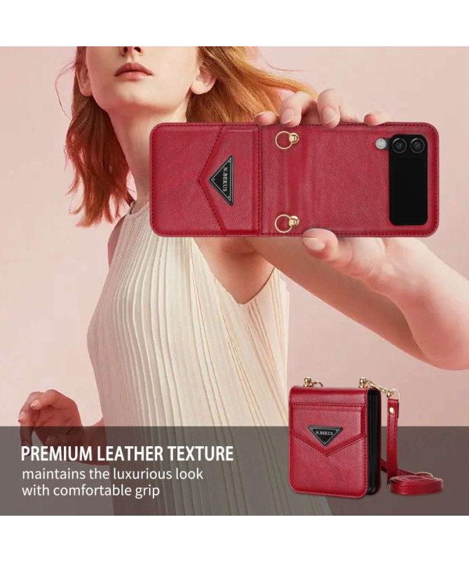 Coque Samsung Galaxy Z Flip 4 N.BEKUS Porte-Carte à Sangle